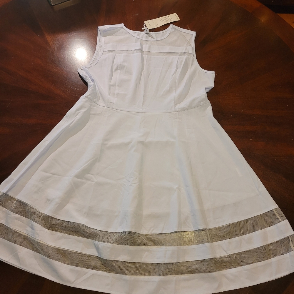Women's White Dress - Face N Face brand Peak A Boo Trim Top And Bottom Sz 16